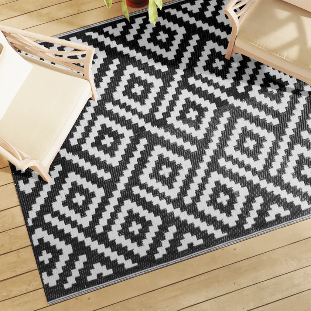 Vetonek Alfombra de exterior PP blanco y negro 160x230 cm