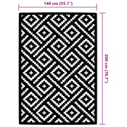 ARAKIL tapis d'extérieur noir et blanc 140x200 cm PP V5055 Vetonek