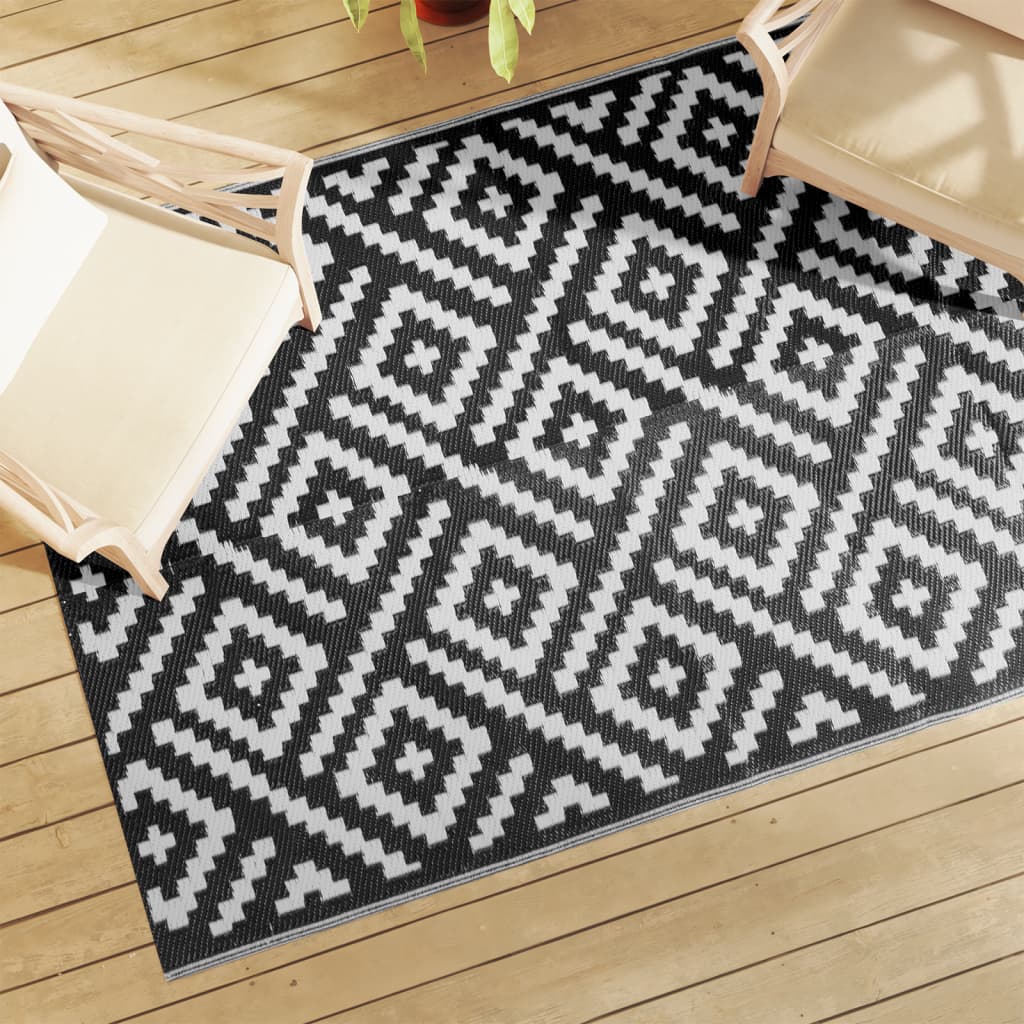 ARAKIL tapis d'extérieur noir et blanc 140x200 cm PP V5055 Vetonek