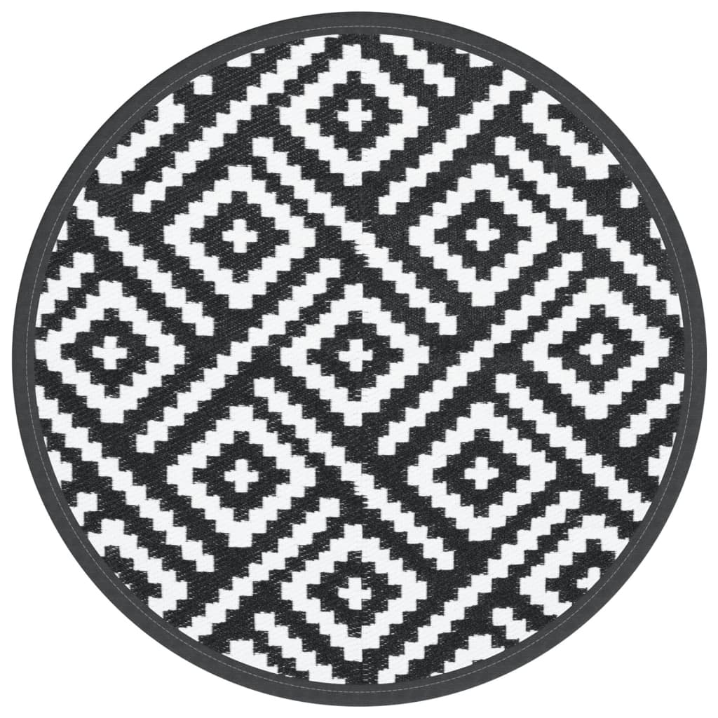 Tapis d'extérieur ARAKIL noir et blanc Ø160 cm PP V5086 Vetonek