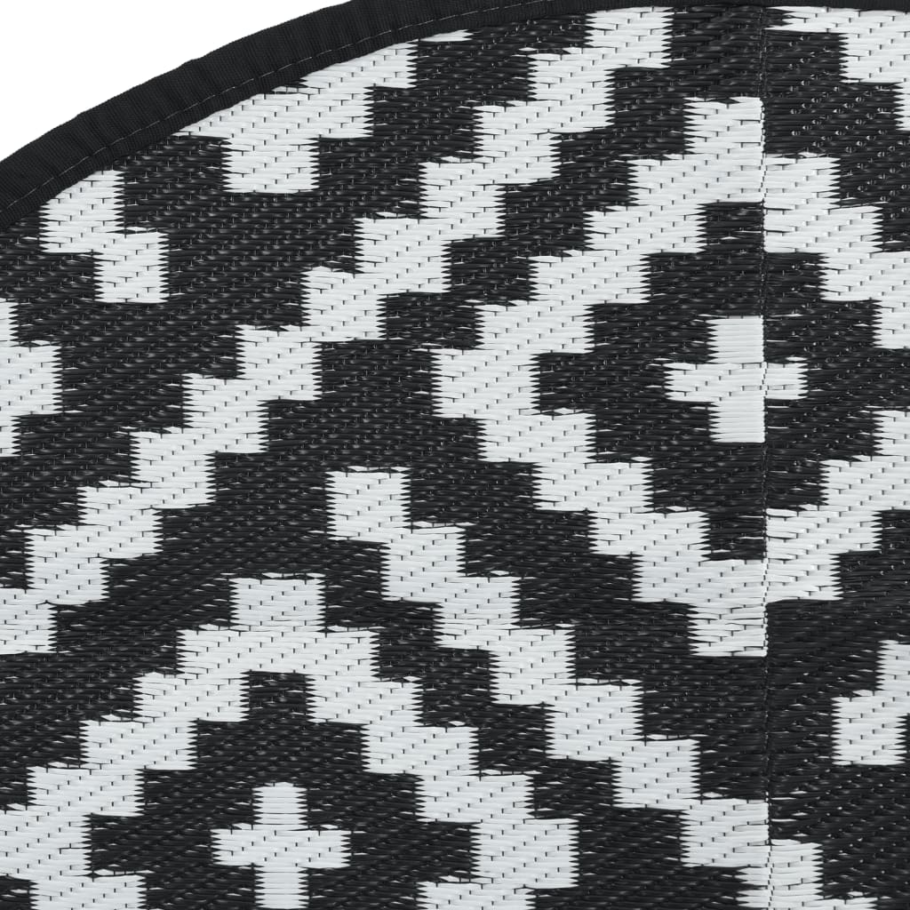 Tapis d'extérieur ARAKIL noir et blanc Ø160 cm PP V5086 Vetonek