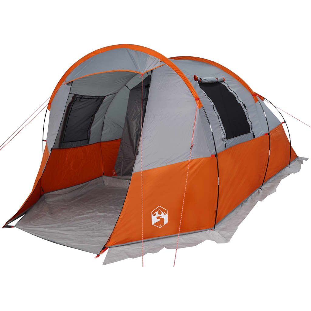 Tienda de camping con túnel 4 personas impermeable gris naranja