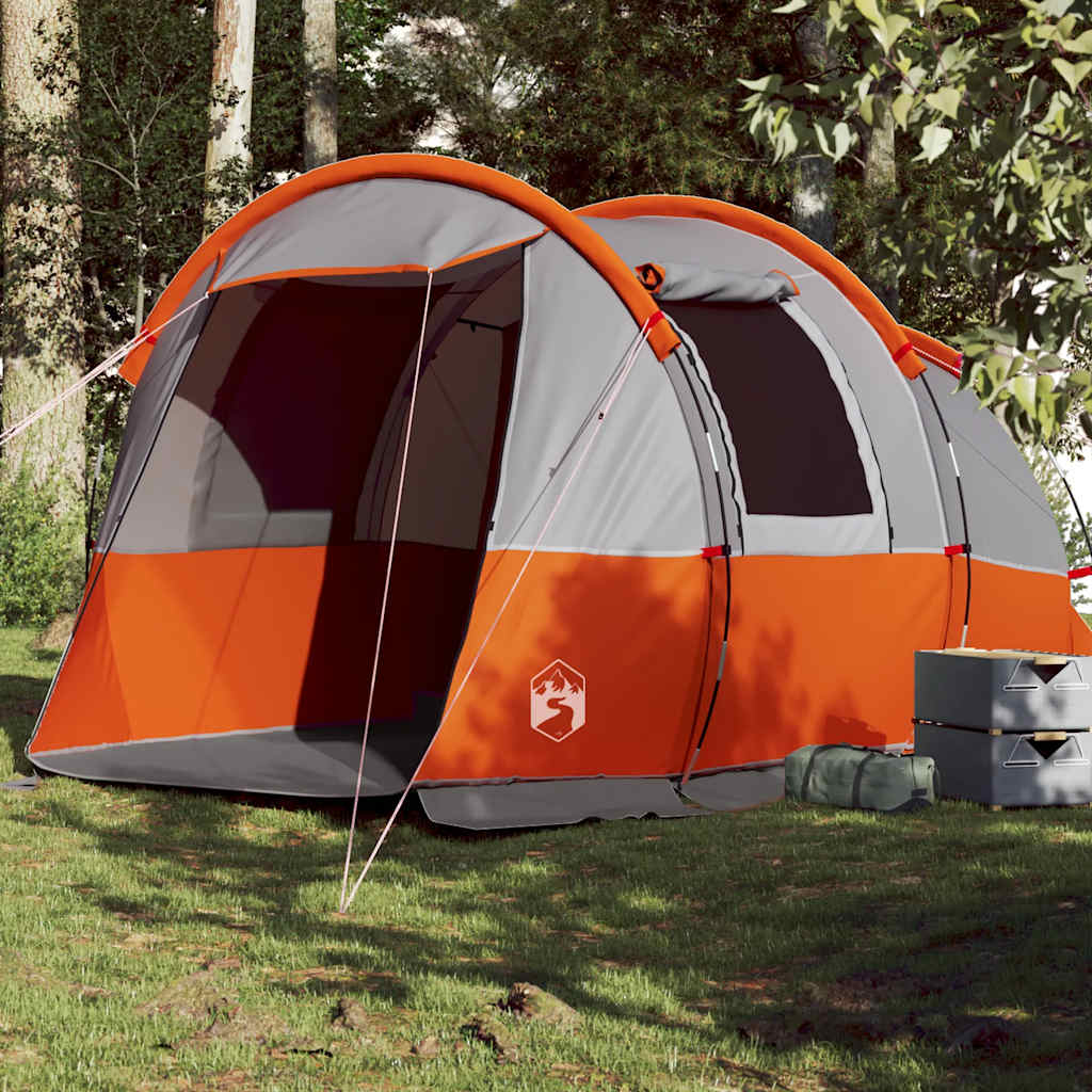 Vetonek Tienda de camping con túnel 4 personas impermeable gris naranja