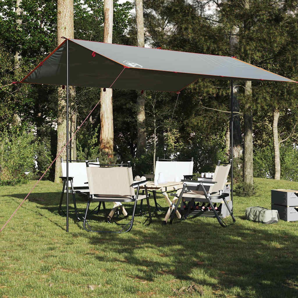 Lona de camping impermeable gris y naranja 360x294 cm