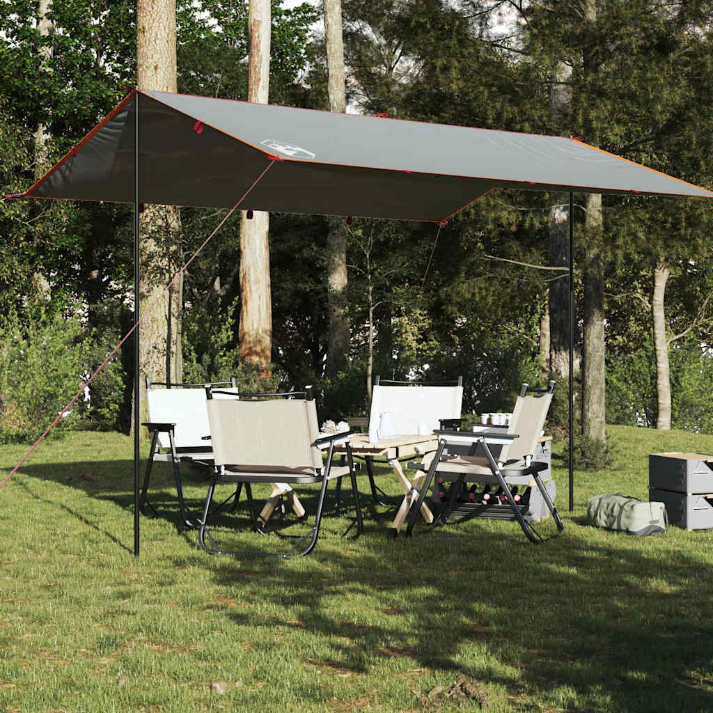 Vetonek Lona de camping impermeable gris y naranja 400x294 cm