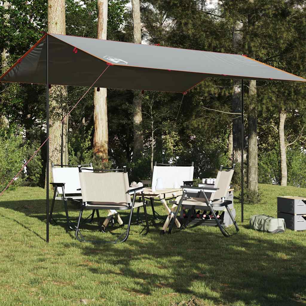 Vetonek Lona de camping impermeable gris y naranja 400x294 cm