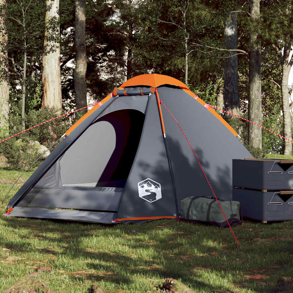 4 Person Igloo Tent Waterproof Gray Orange V8056 Vetonek