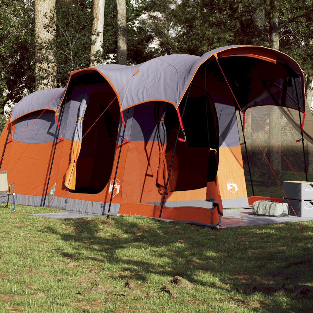 Tienda de campaña familiar túnel 8 personas impermeable naranja