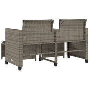 Sofá de jardim de 2 lugares com mesa e bancos pe rattan cinza v8933 Vetonek