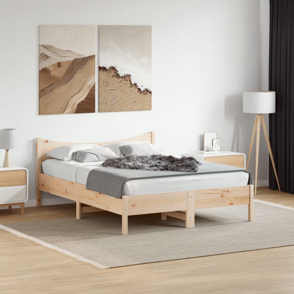 Vetonek Estructura de cama sin colchón madera de pino maciza 120x200 cm