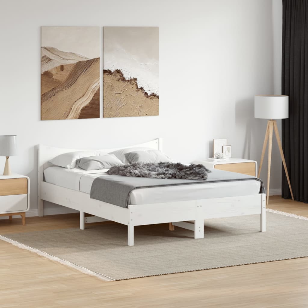 Vetonek Estructura de cama sin colchón madera de pino blanco 135x190 cm