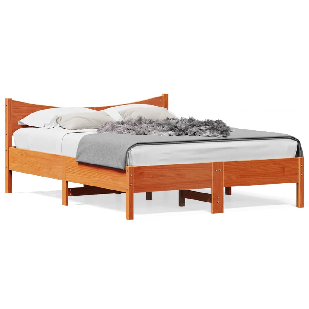 Estructura de cama sin colchón madera maciza marrón 135x190 cm - Vetonek