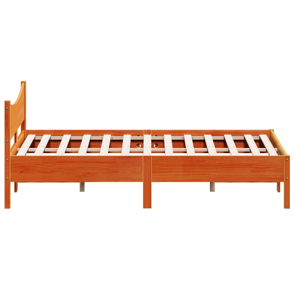 Cadre de lit sans matelas bois massif marron 135x190 cm - Vetonek