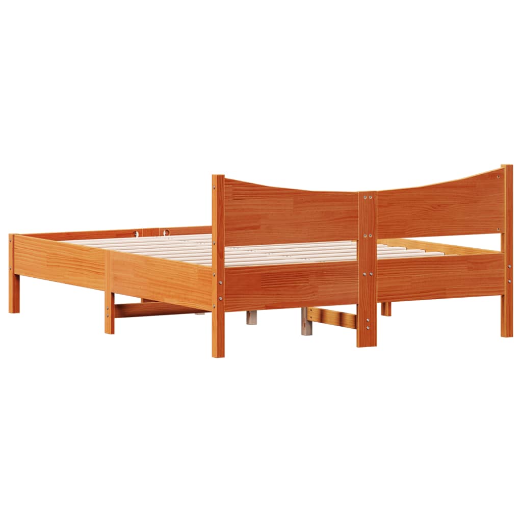 Cadre de lit sans matelas bois massif marron 135x190 cm - Vetonek