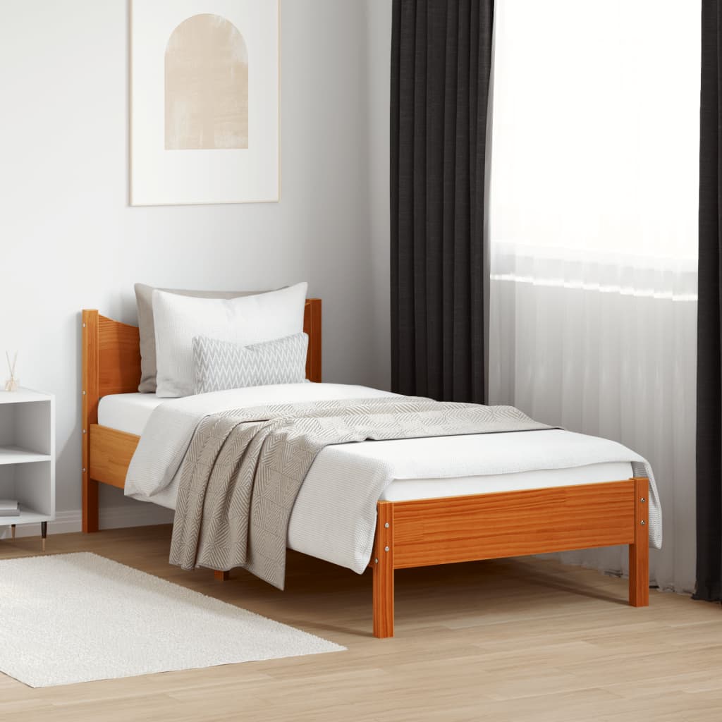 Vetonek Estructura de cama sin colchón madera maciza marrón 90x190 cm