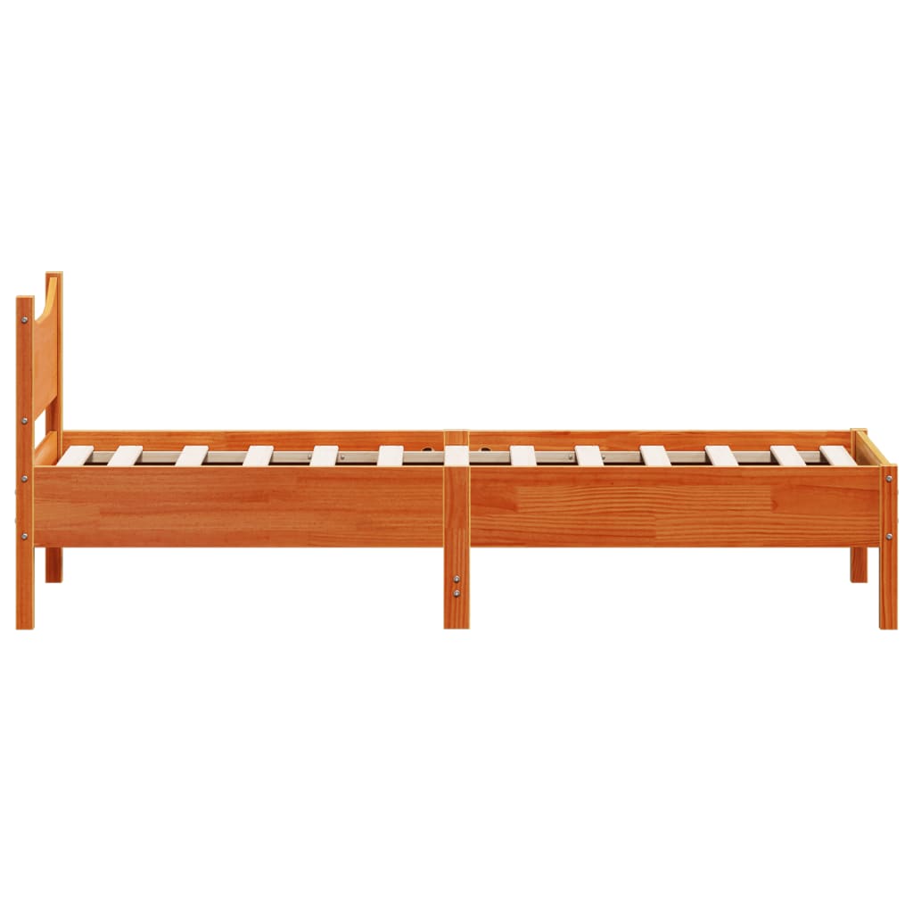 Cadre de lit sans matelas bois massif marron 75x190 cm - Vetonek