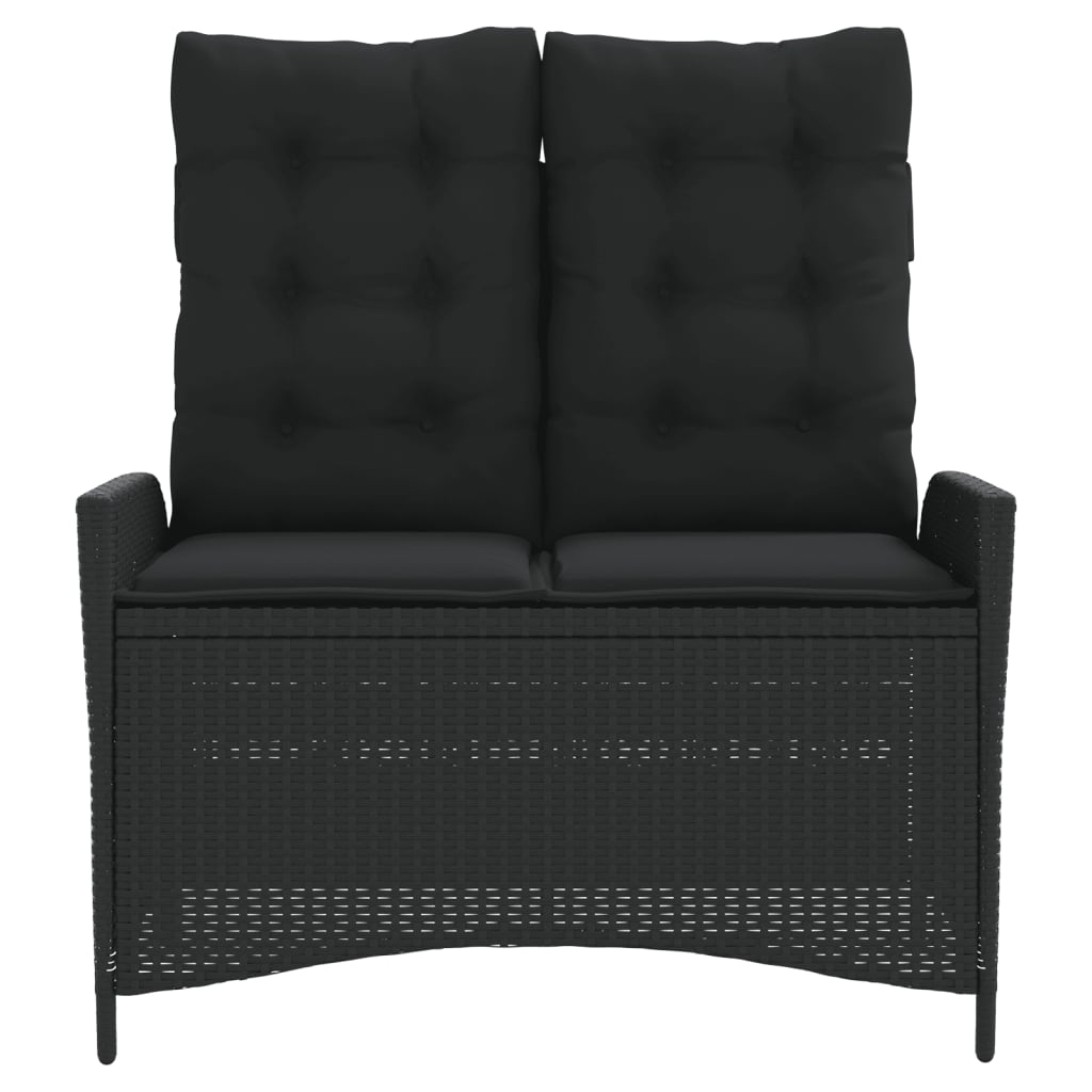 Garden reclining armchair with black synthetic cushions