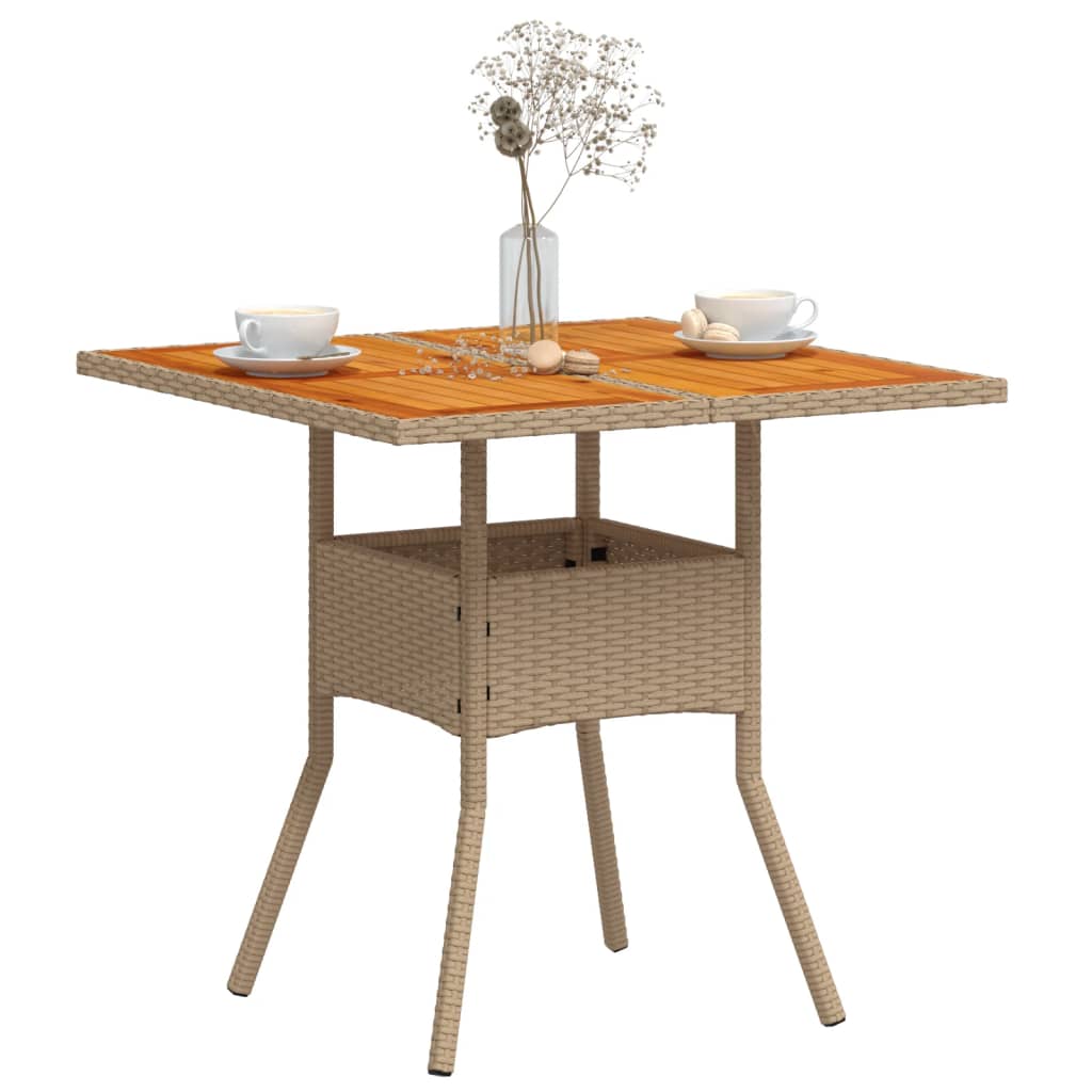 Table jardin synthétique jardin acacia beige 80x80x75 cm V33