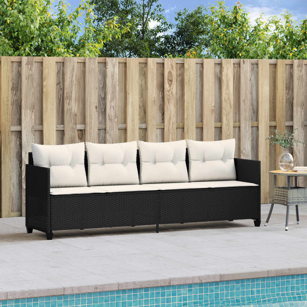 Black synthetic rattan cushions