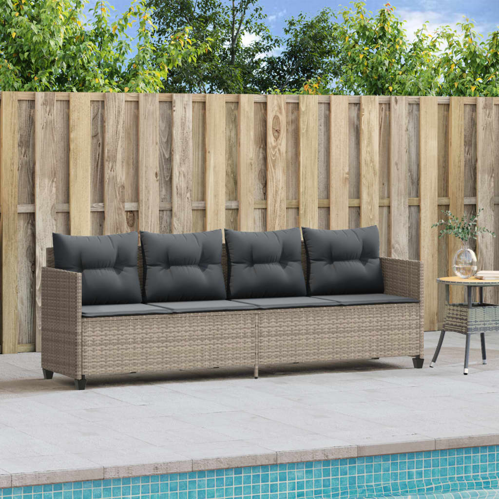 Light synthetic rattan cushions with light gray gray