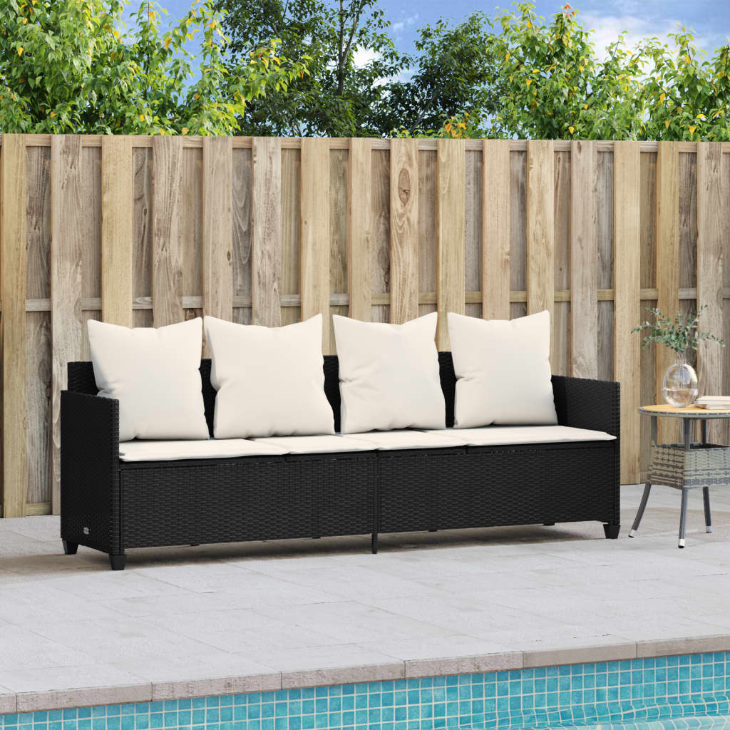 Black synthetic rattan cushions