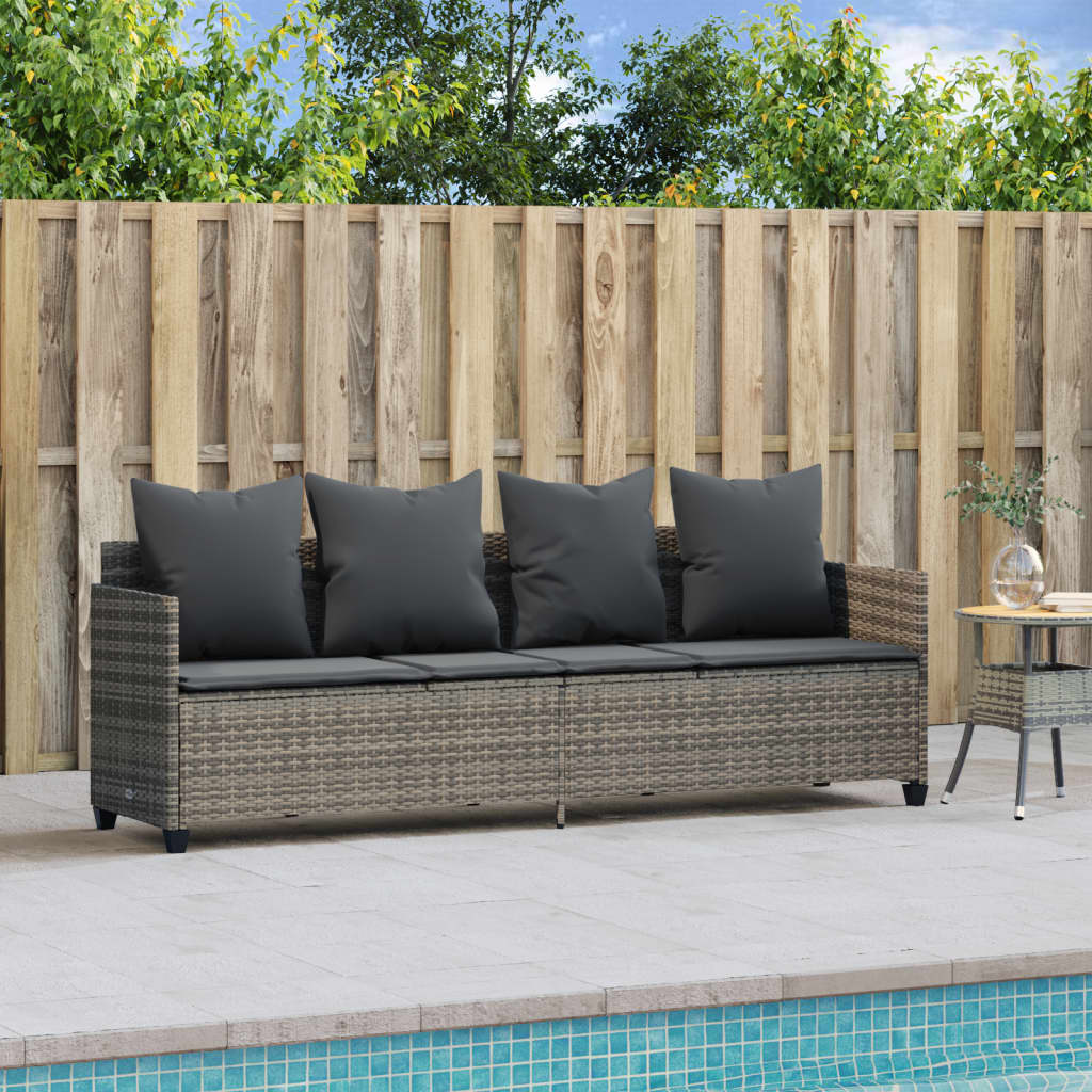 Loom with gray synthetic rattan cushions