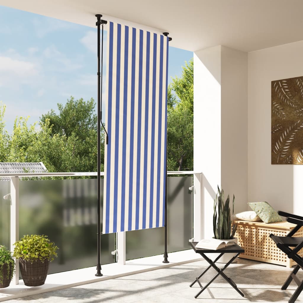 Vetonek Persiana enrollable exterior tela acero azul blanco 120x270 cm