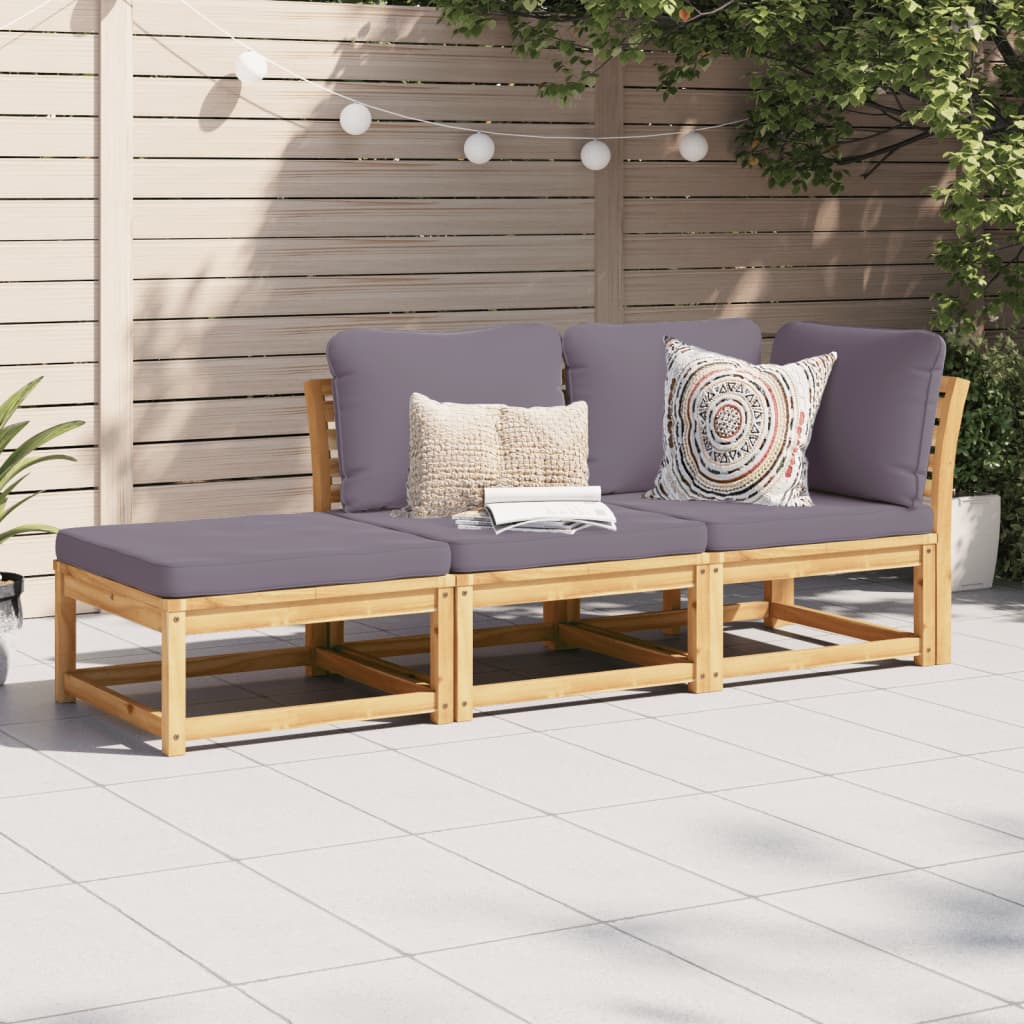 Vetonek Set de muebles para jardín 3 piezas con cojines madera acacia