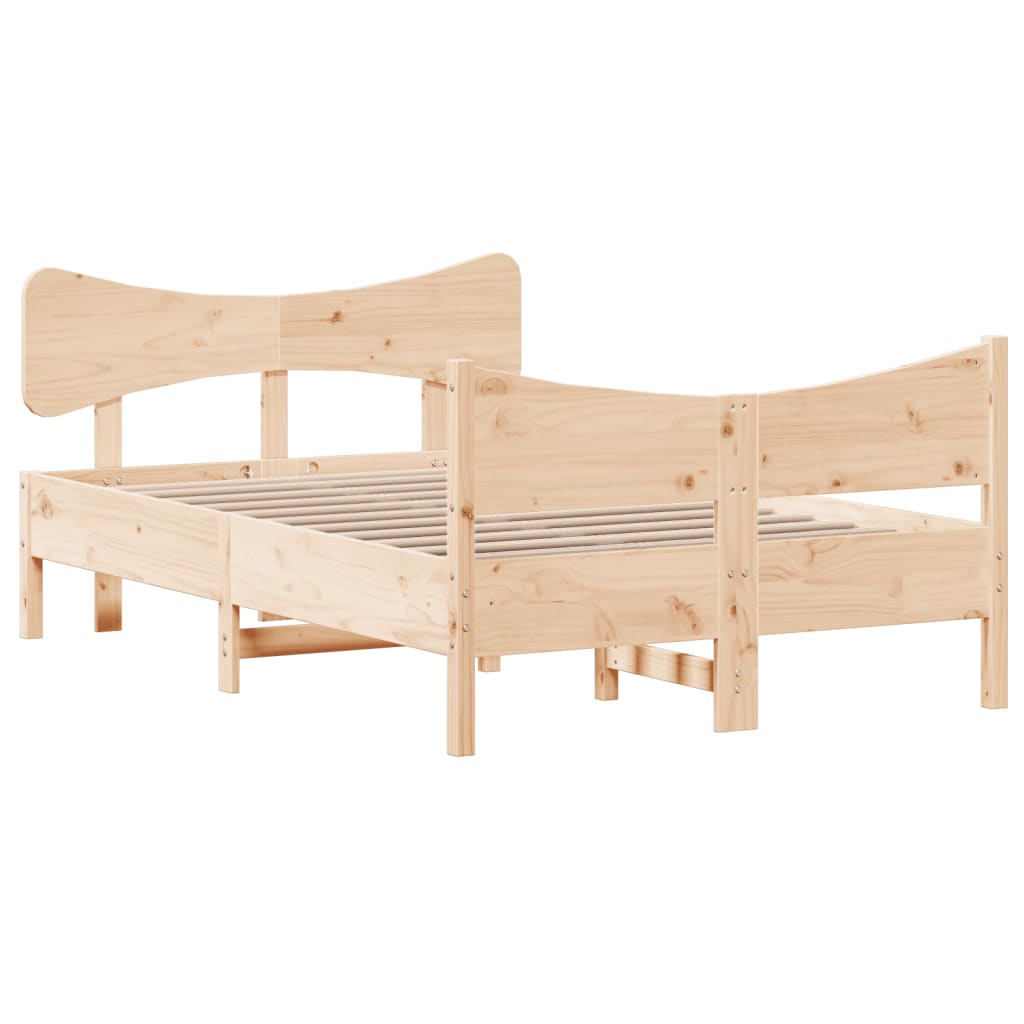 Bed structure without mattress wood of solid pine 120x200 cm