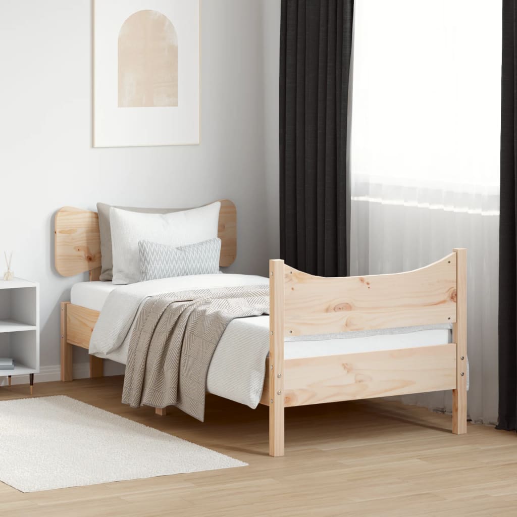 Vetonek Estructura de cama sin colchón madera maciza de pino 90x200 cm