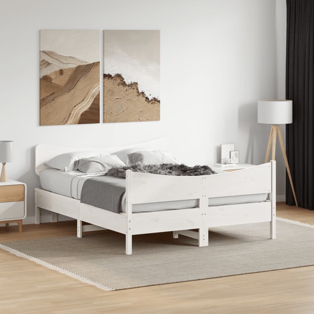 Vetonek Estructura de cama sin colchón madera de pino blanco 135x190 cm