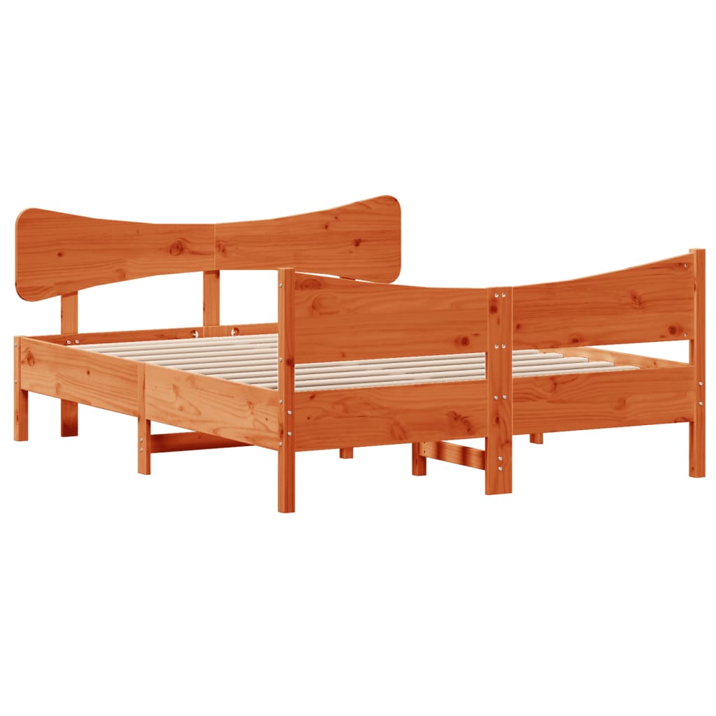 Estructura de cama sin colchón madera maciza marrón 135x190 cm v5009 - Vetonek