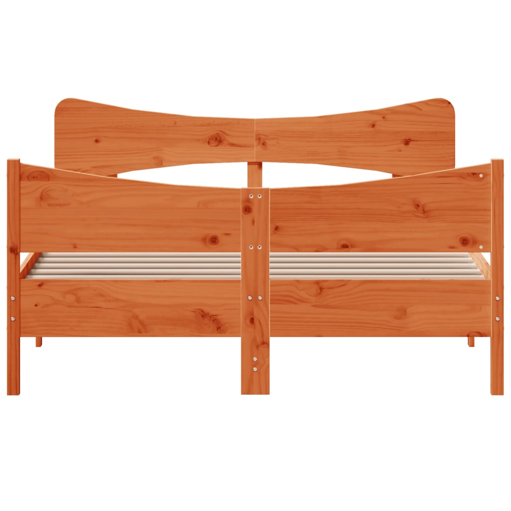 Estructura de cama sin colchón madera maciza marrón 135x190 cm v5009 - Vetonek