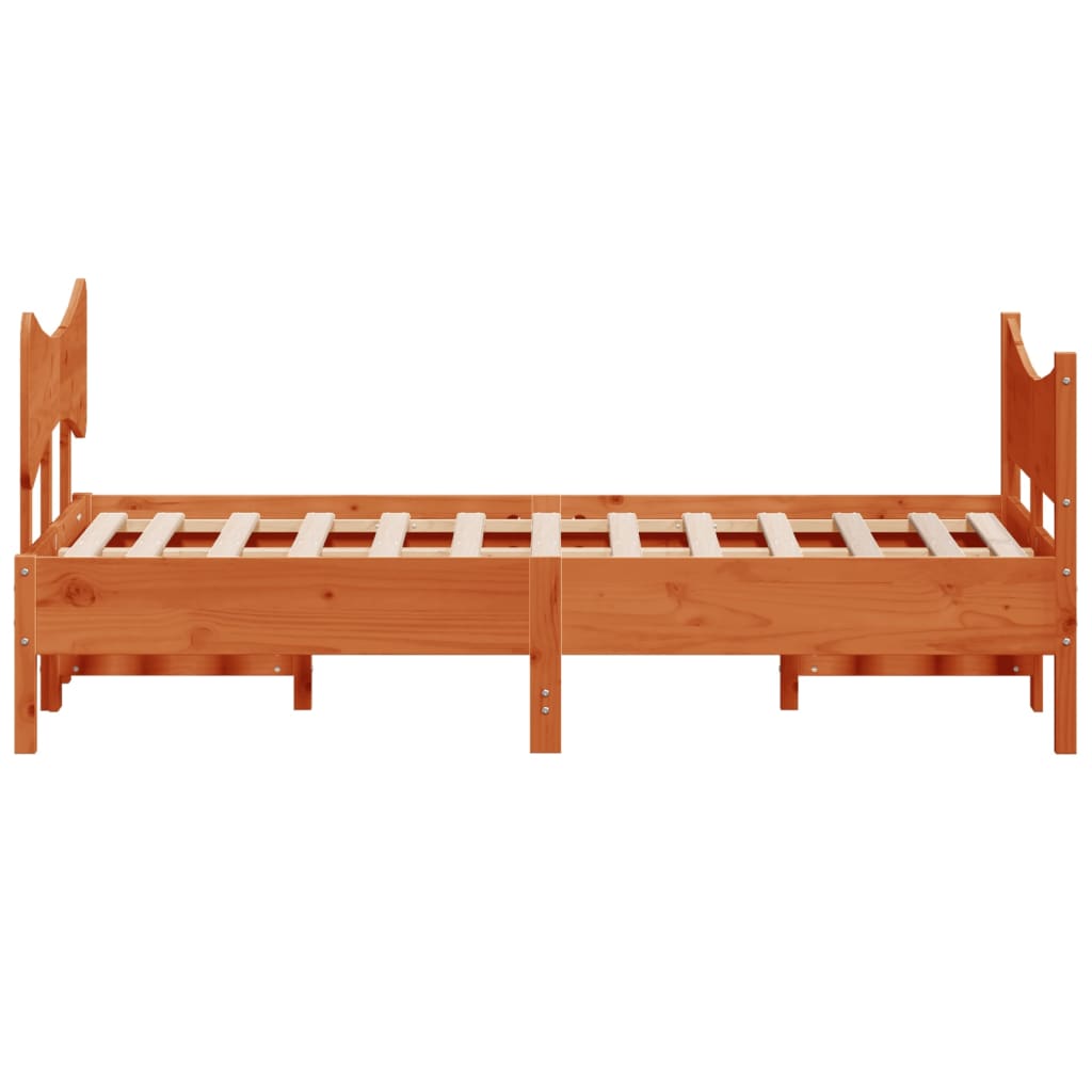 Estructura de cama sin colchón madera maciza marrón 135x190 cm v5009 - Vetonek