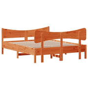 Estructura de cama sin colchón madera maciza marrón 135x190 cm v5009 - Vetonek