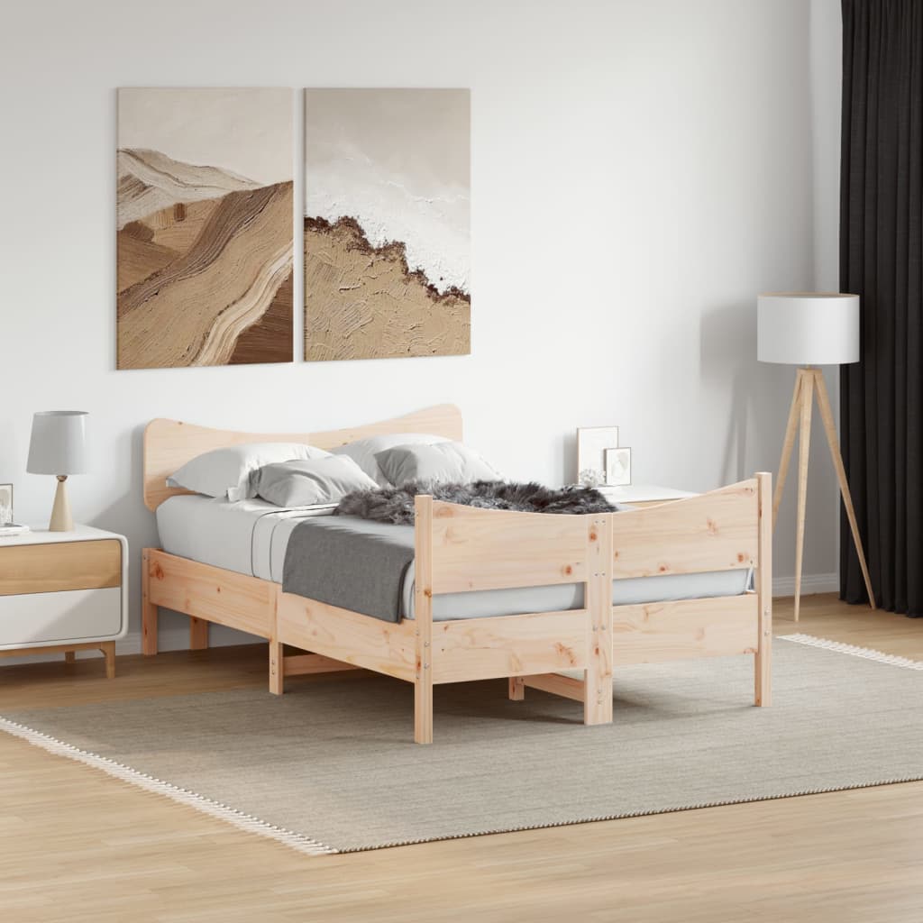 Vetonek Estructura de cama sin colchón madera maciza de pino 120x190 cm