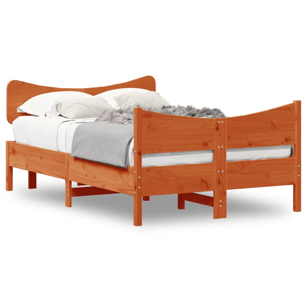 Vetonek Estructura de cama sin colchón madera maciza marrón 120x190 cm