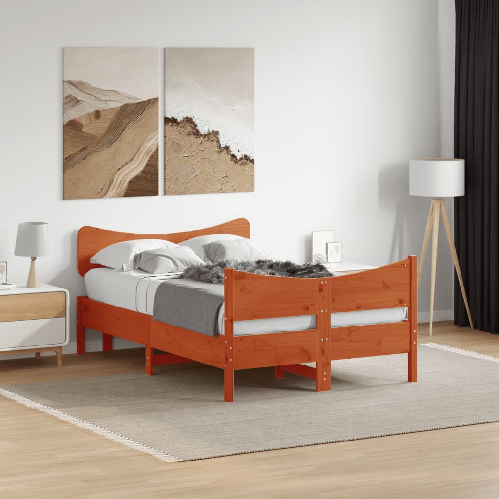 Estructura de cama sin colchón madera maciza marrón 120x190 cm v5030 Vetonek