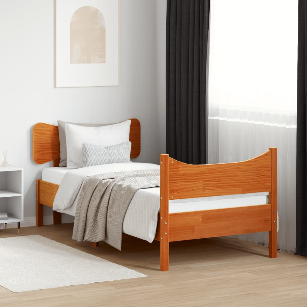 Vetonek Estructura de cama sin colchón madera maciza marrón 90x190 cm