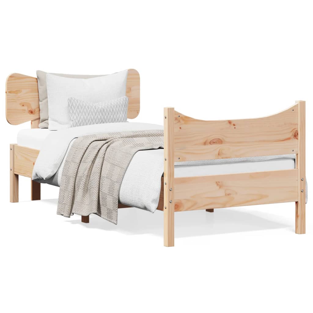Vetonek Estructura de cama sin colchón madera maciza pino 75x190 cm