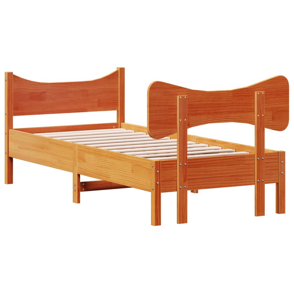 Estructura de cama sin colchón madera maciza marrón 75x190 cm v5092 - Vetonek