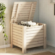 Caixa de armazenamento sapo com tampa em madeira maciça de pinho 60x49x54 cm v5337 Vetonek