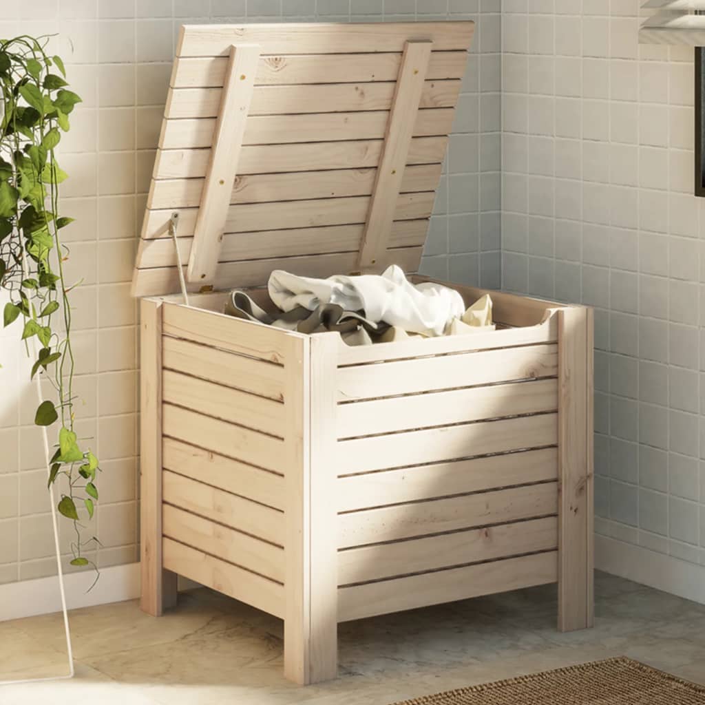 Caixa de armazenamento sapo com tampa em madeira maciça de pinho 60x49x54 cm v5337 Vetonek