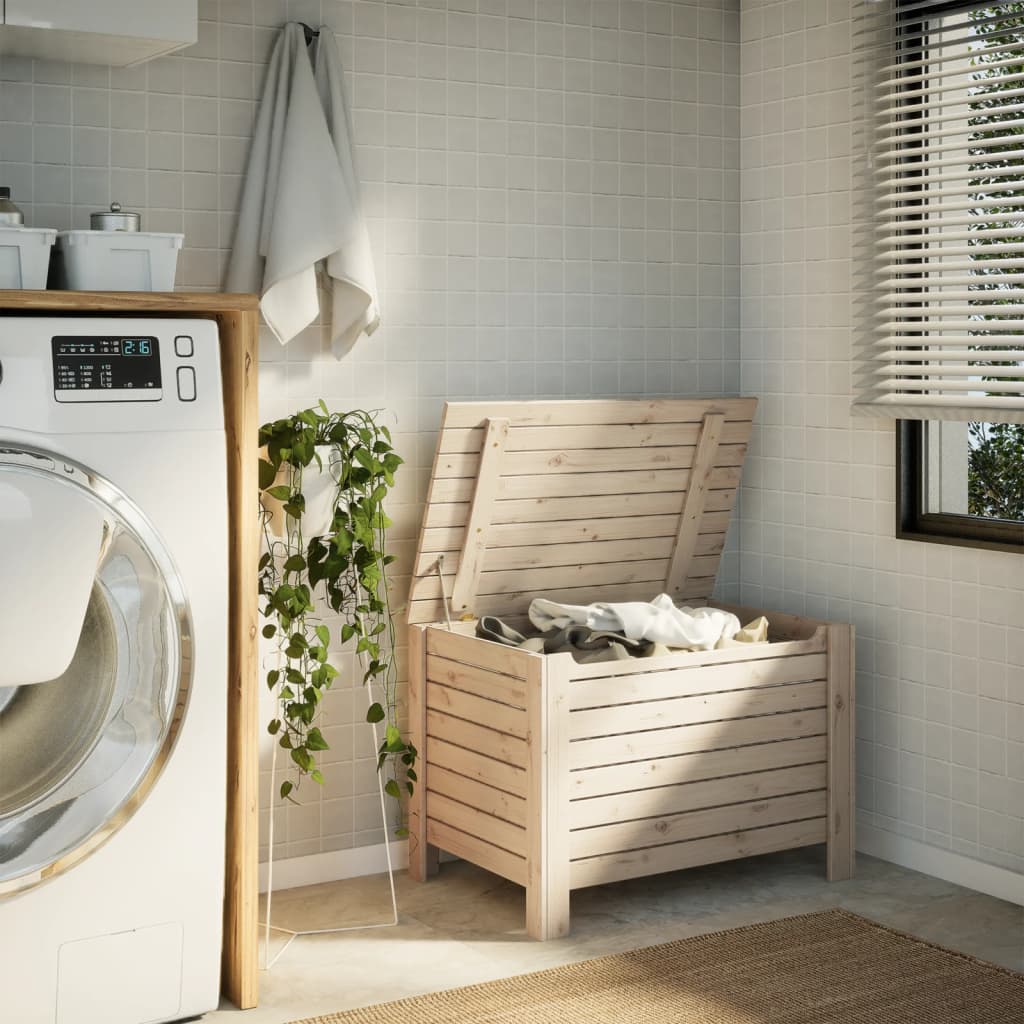 Caixa de armazenamento sapo com tampa em madeira maciça de pinho 80x49x54 cm v5351 - Vetonek