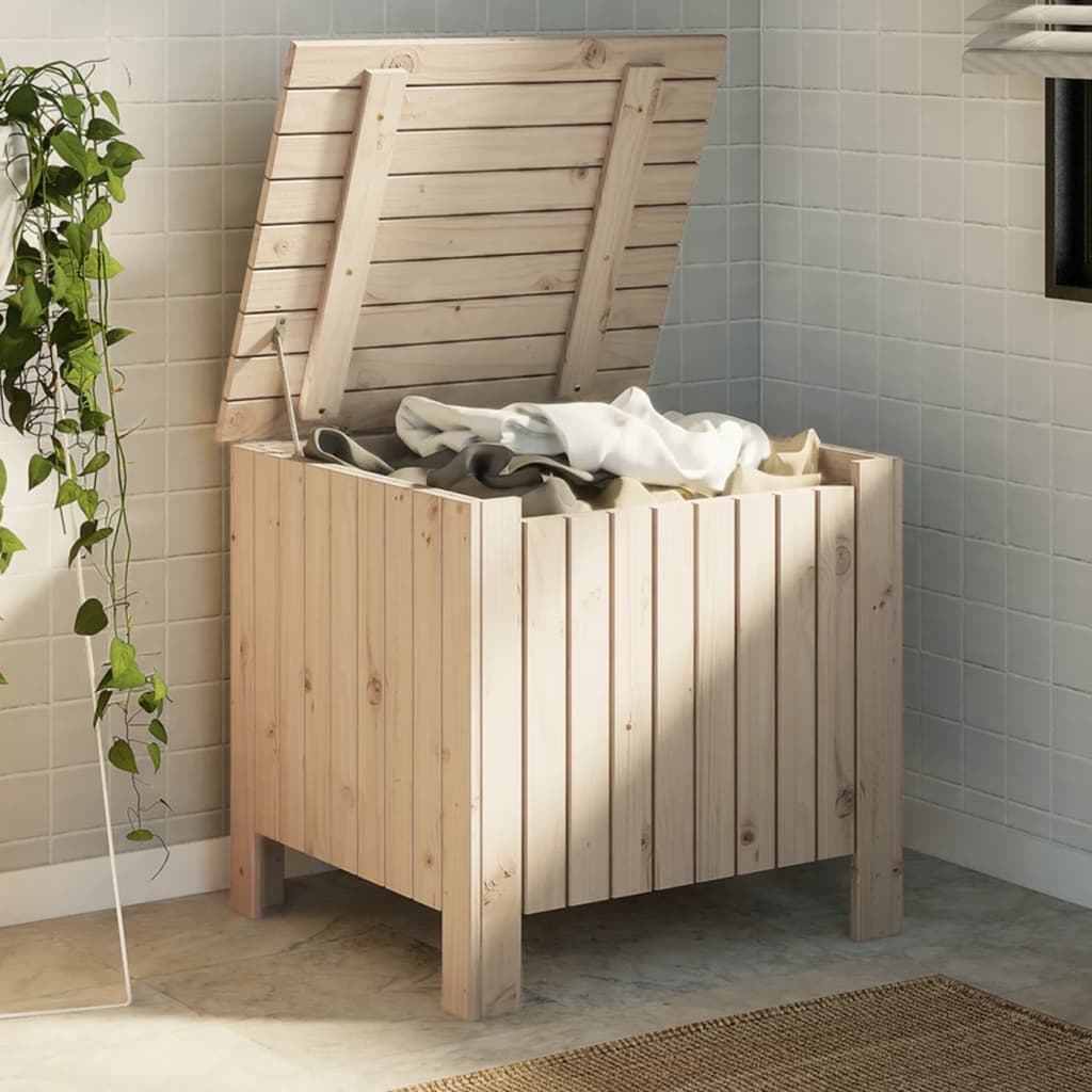 Caixa de armazenamento sapo com tampa em madeira maciça de pinho 60x49x54 cm v5412 Vetonek