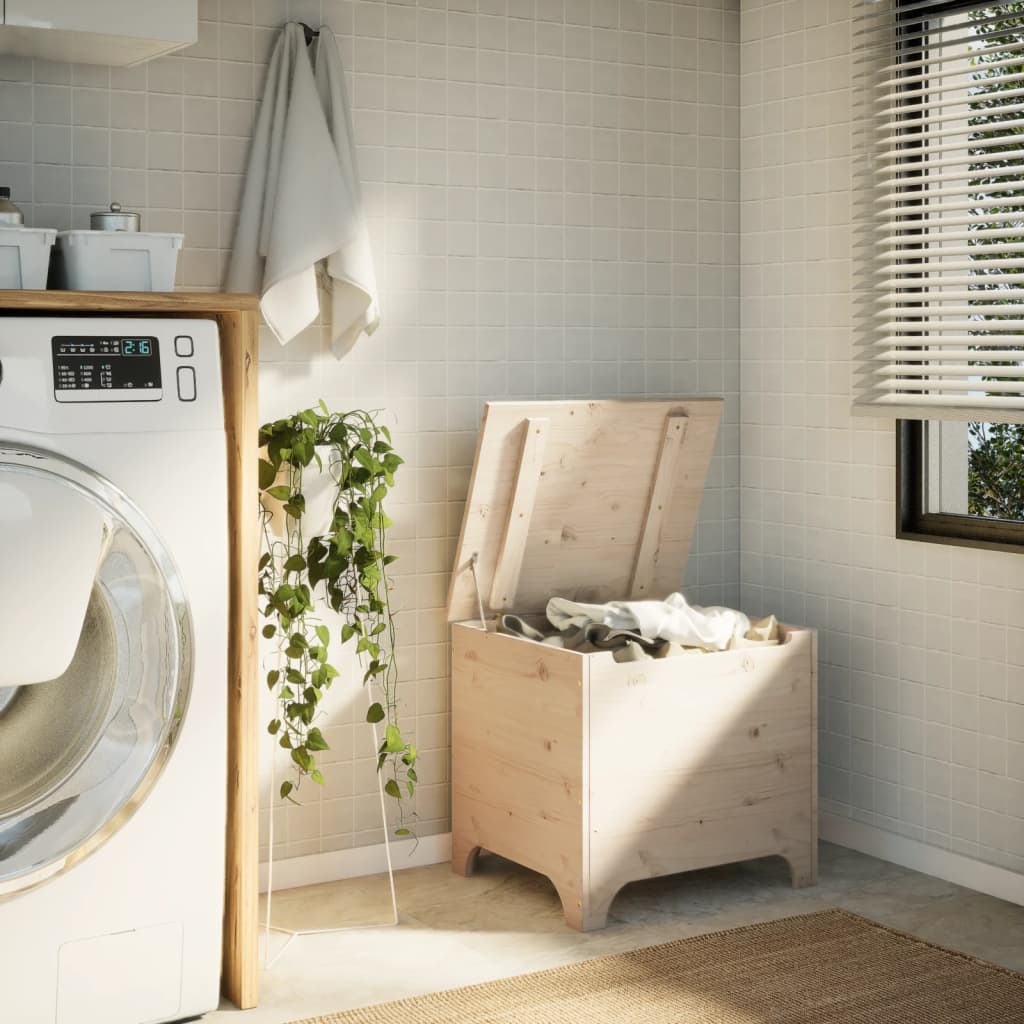 Caixa de armazenamento sapo com tampa em madeira maciça de pinho 60x49x54 cm v5498 - Vetonek