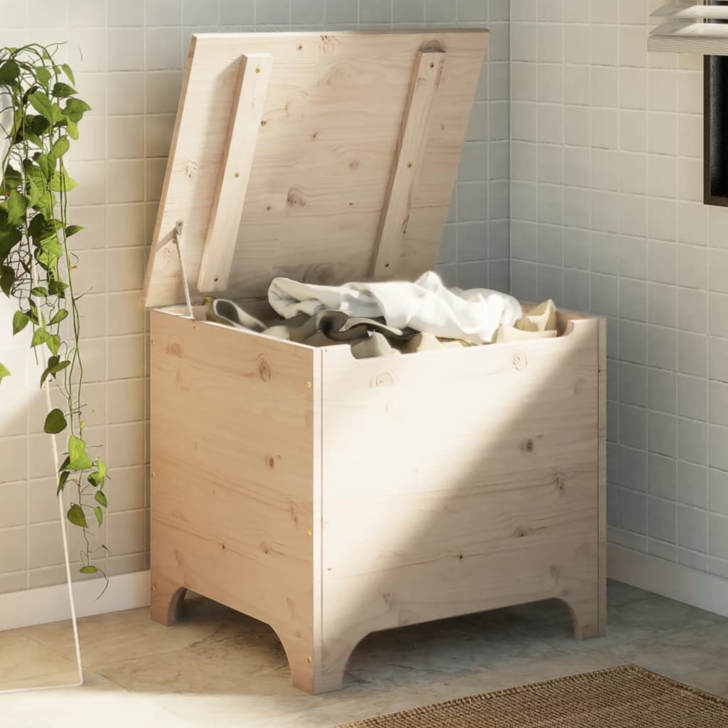 Caixa de armazenamento sapo com tampa em madeira maciça de pinho 60x49x54 cm v5498 Vetonek