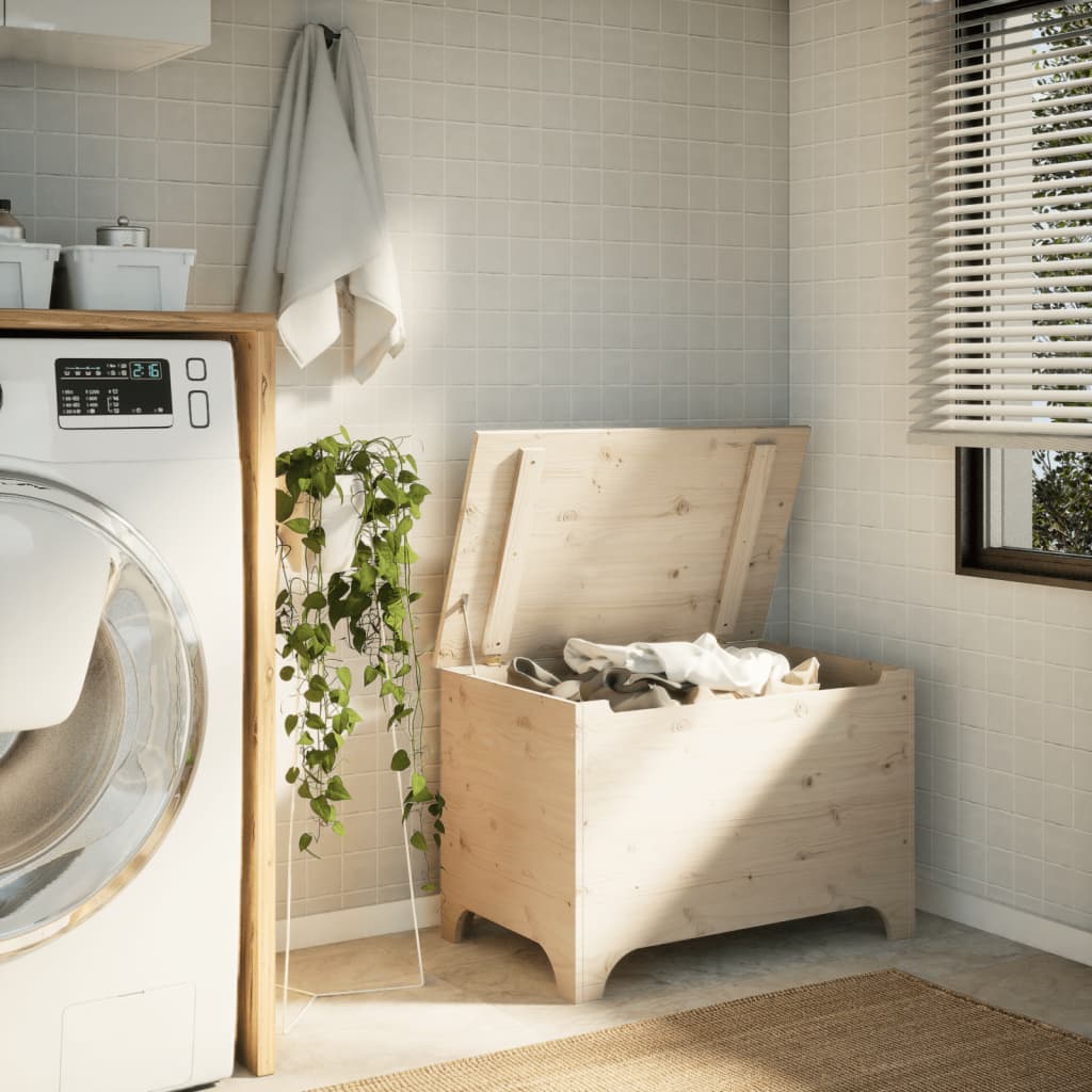 Caixa de armazenamento sapo com tampa em madeira maciça de pinho 80x49x54 cm v5511 - Vetonek