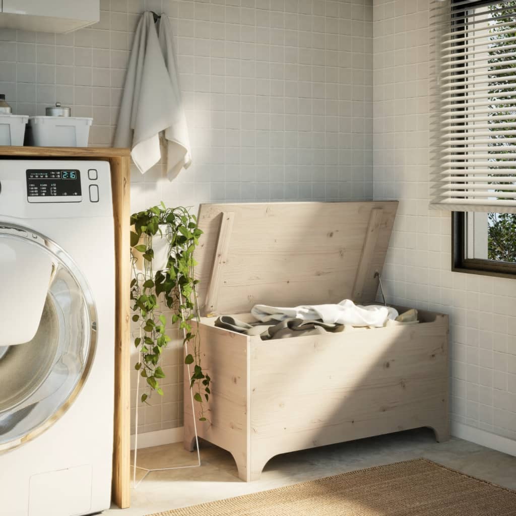 Caixa de armazenamento sapo com tampa madeira maciça de pinho 100x49x54cm v5535 - Vetonek