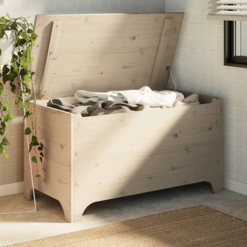 Caixa de armazenamento sapo com tampa madeira maciça de pinho 100x49x54cm v5535 Vetonek